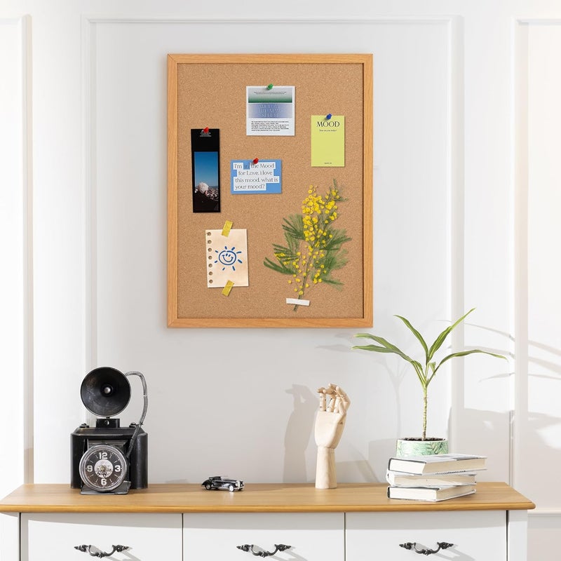 Board2by Cork Board Bulletin Board 18" x 24", Wood Framed Corkboards for Wall Decor, Hanging Office Message Board, Large Wall Mounted Notice Pin Board with 15 Push Pins for School, Home & Office - Image 2